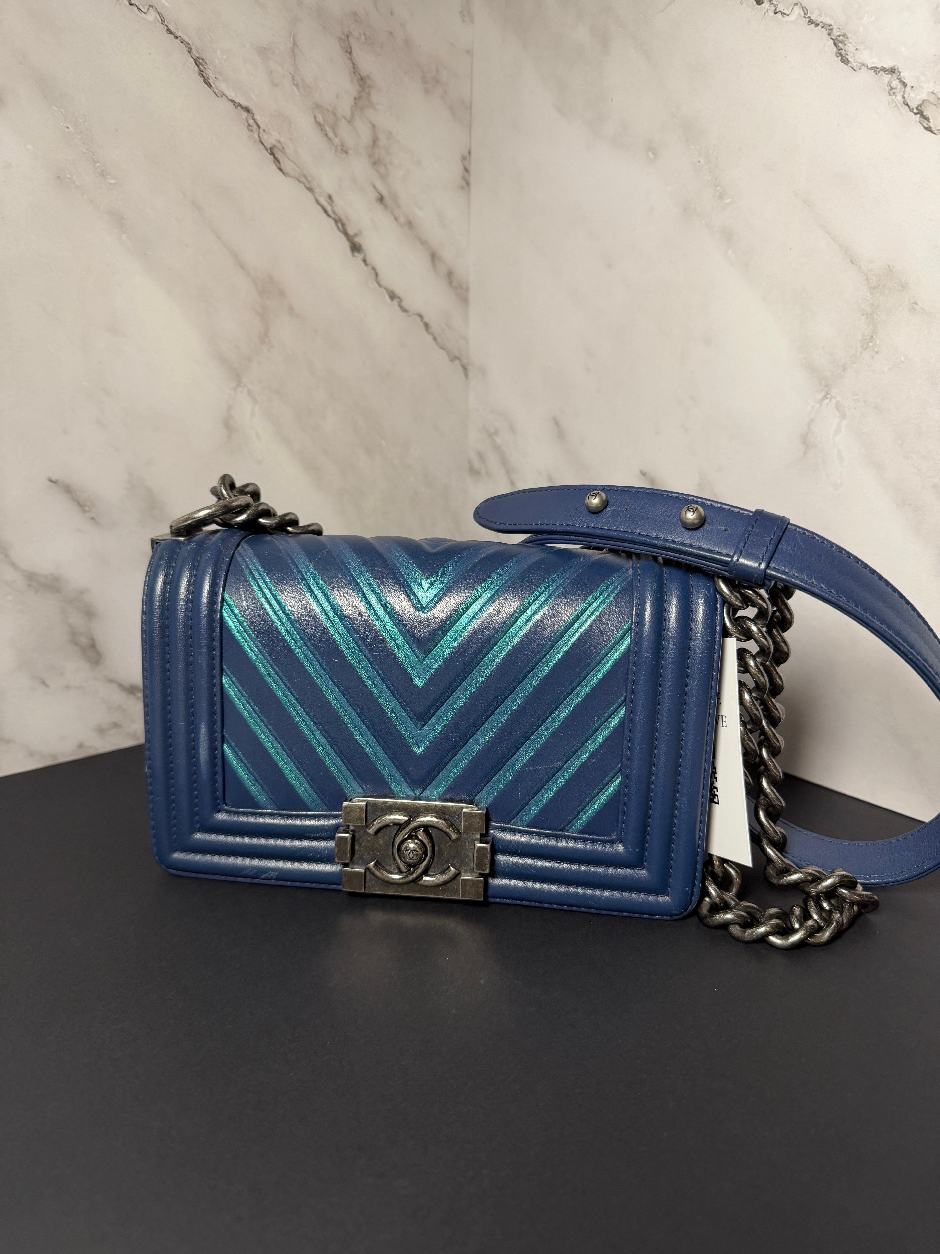 *RARE* Chanel Iridescent Chevron Small Boy Flap Bag - Karl Lagerfeld Collection