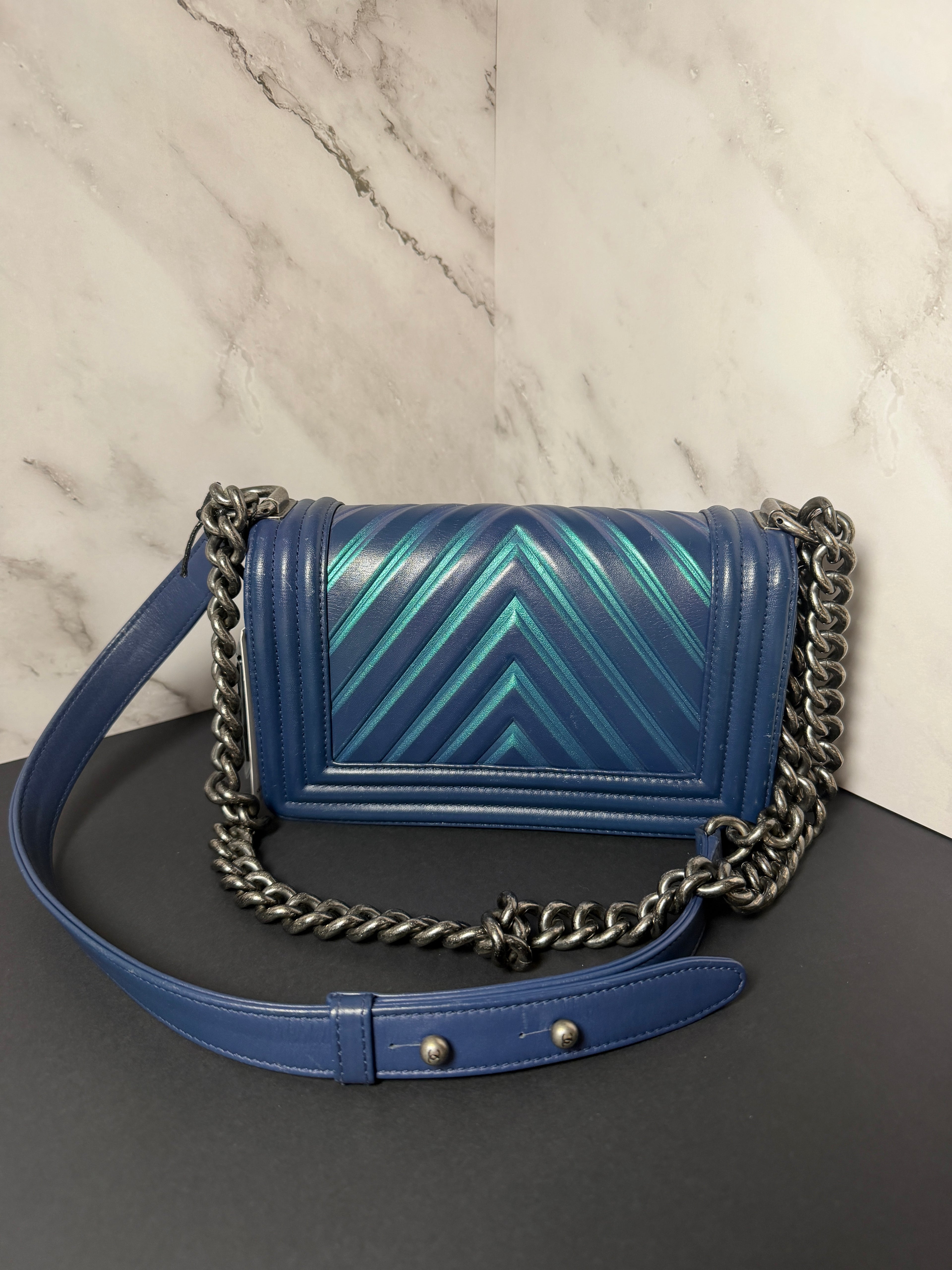 *RARE* Chanel Iridescent Chevron Small Boy Flap Bag - Karl Lagerfeld Collection