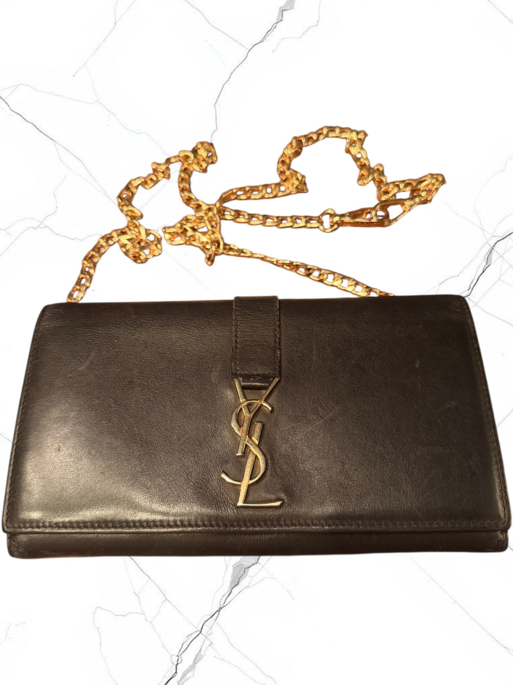 Authentic | YSL | Pre-Owned | Excellent Condition | Black Leather Long Wallet | COA Included