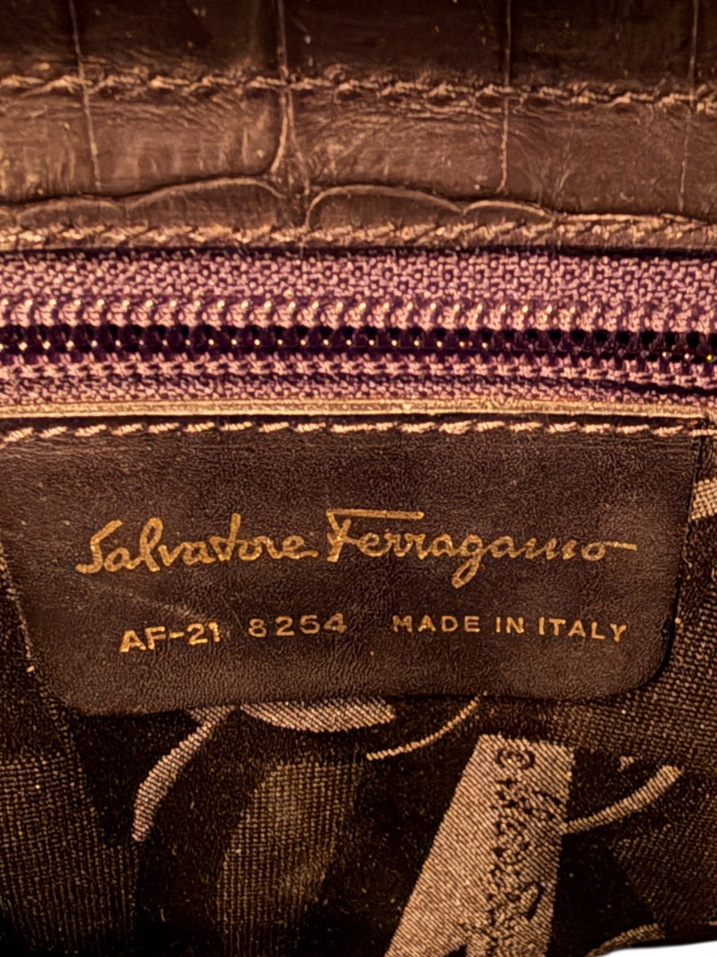 Authentic | Pre-Owned | Excellent Condition | Vintage Salvatore Ferragamo Vara Black Crocodile embossed leather tote bag | COA Included