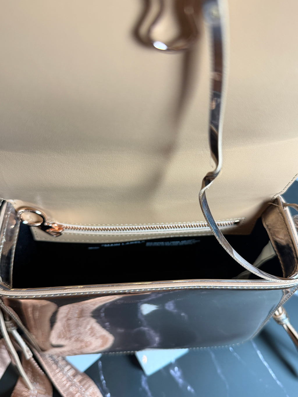 Off-White Rose Gold Binder Clip Flap Bag