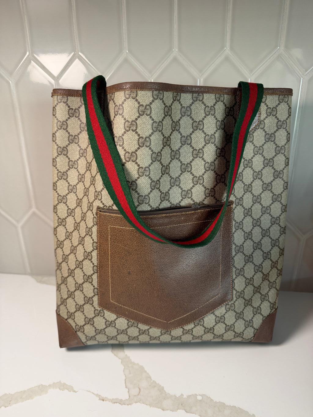 Vintage Gucci GG Supreme Sherry Line Tote Bag