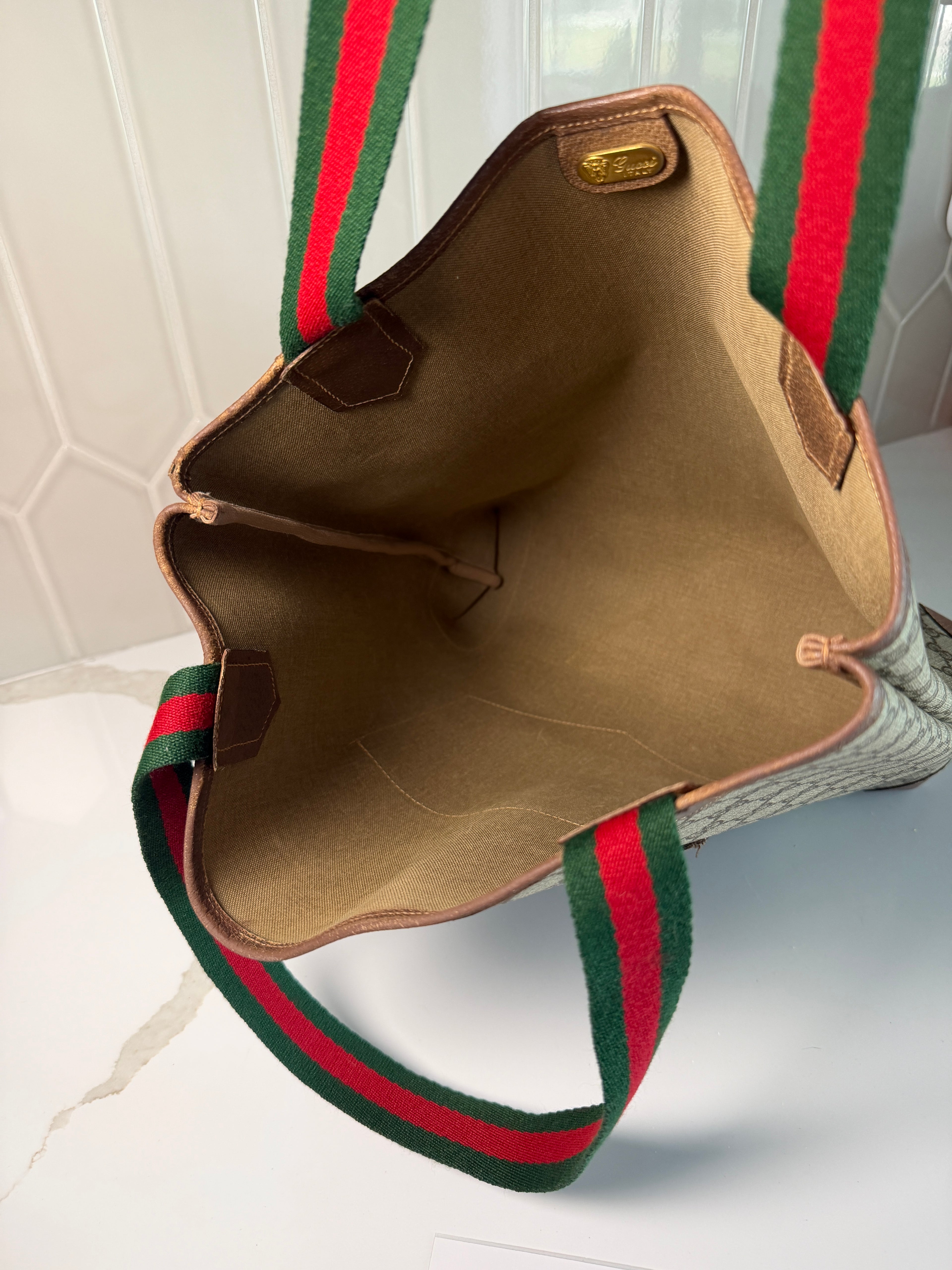 Vintage Gucci GG Supreme Sherry Line Tote Bag