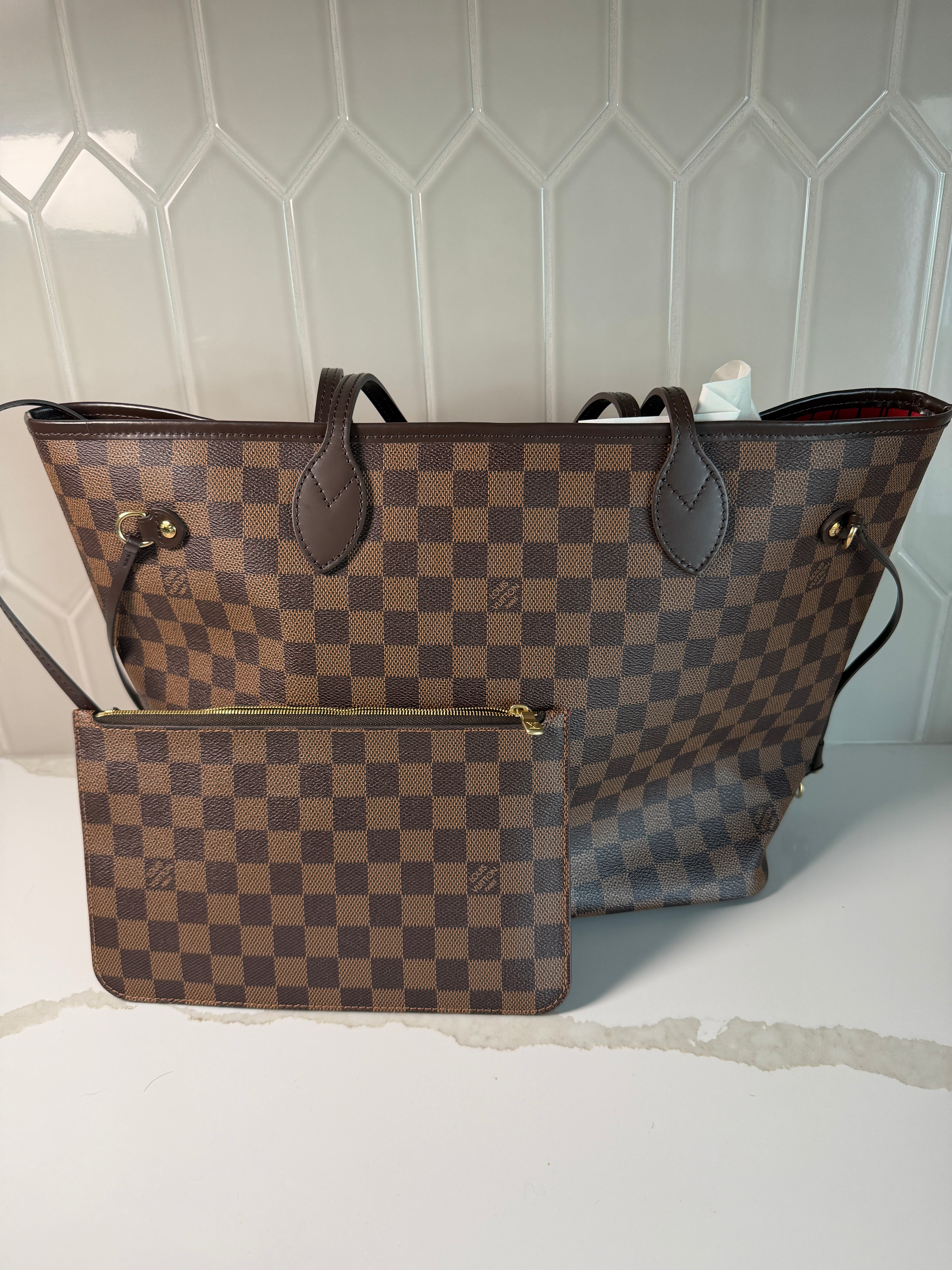 Louis Vuitton Damier Ebene Neverfull MM with matching Pochette