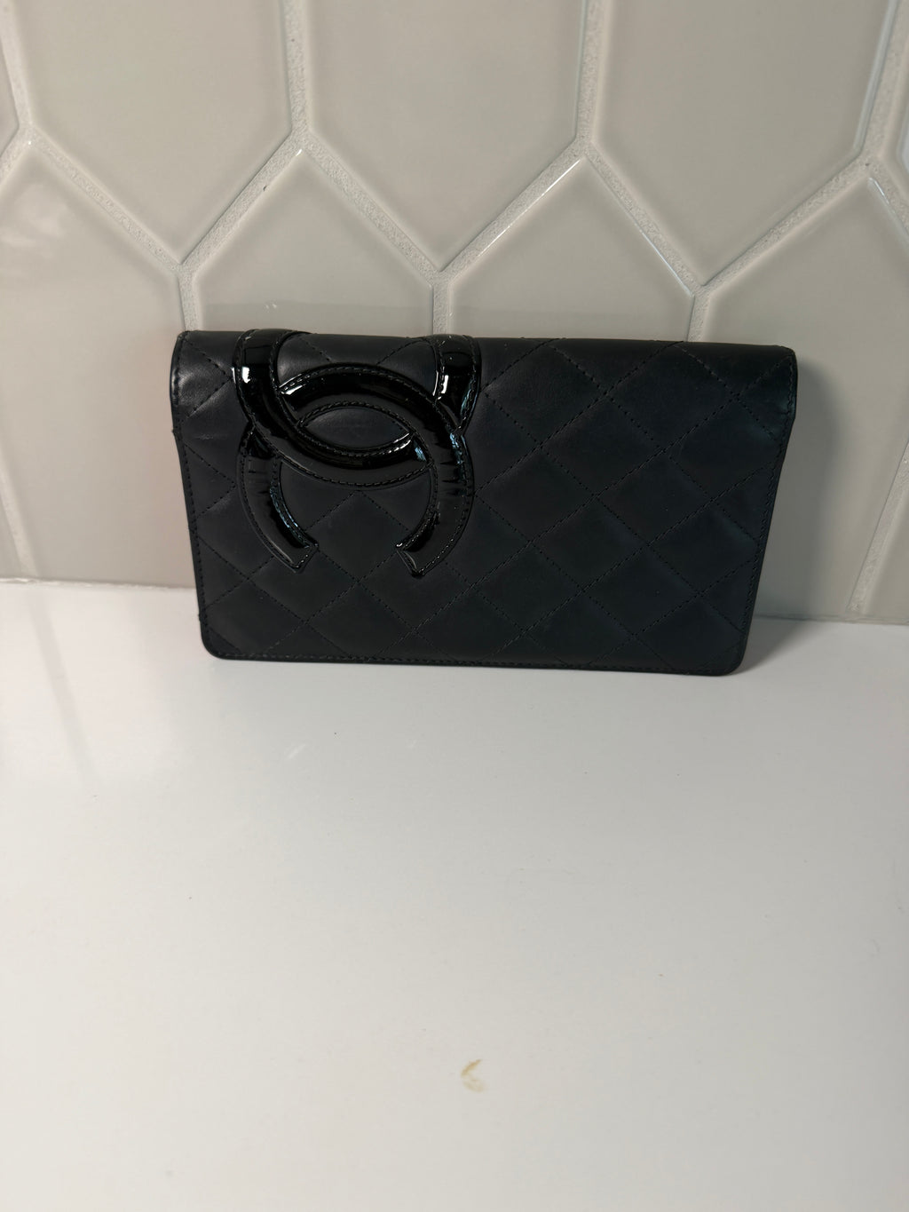 Chanel Black Cowhide Leather Cambon Long Wallet