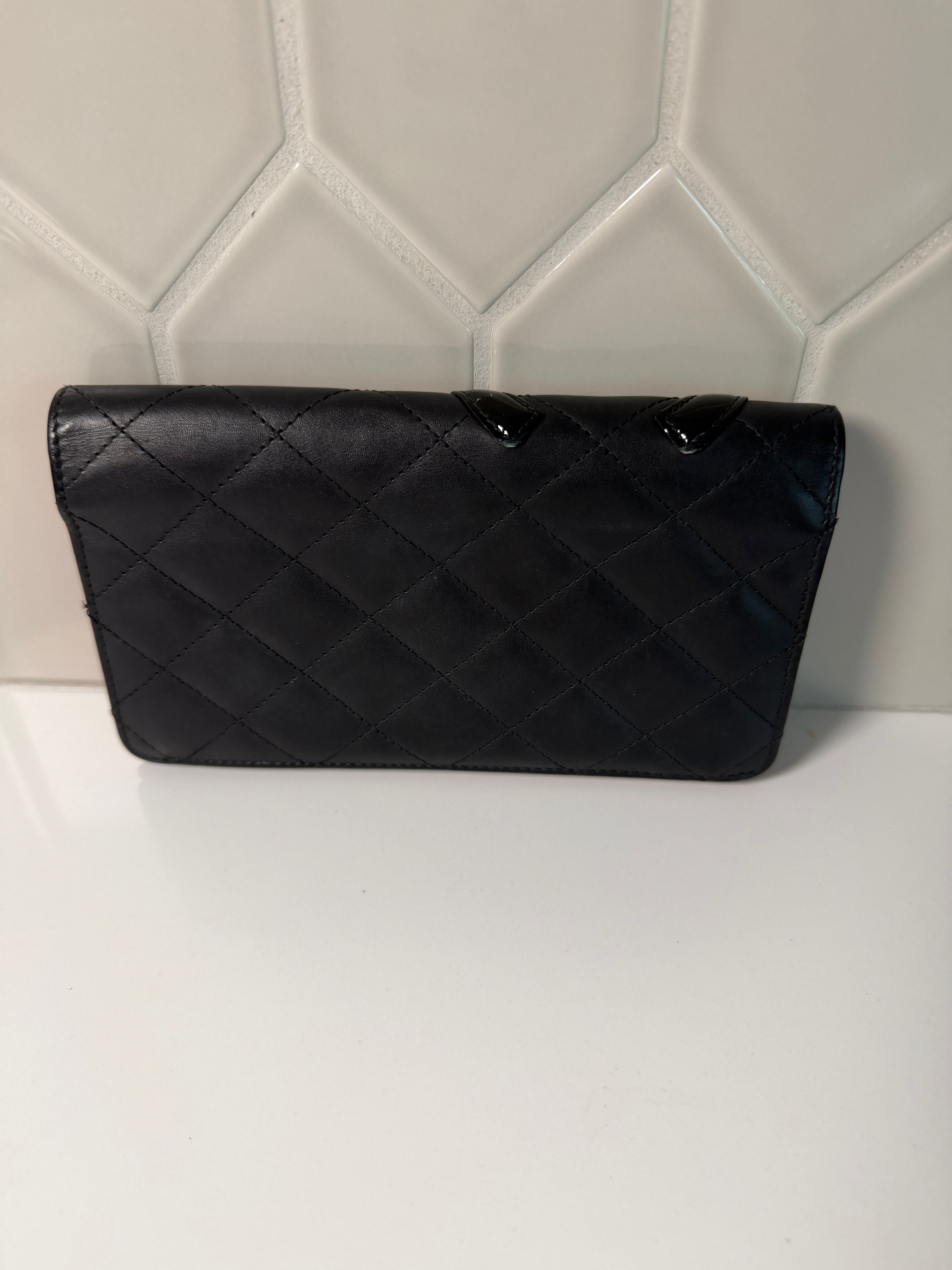 Chanel Black Cowhide Leather Cambon Long Wallet