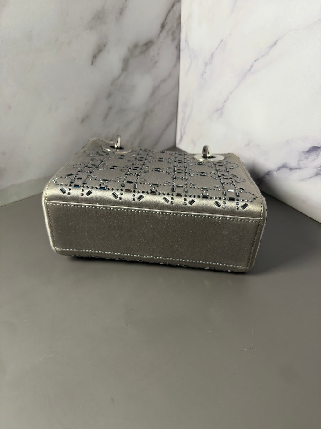 Christian Dior Satin Crystal Cannage Mini Lady Dior