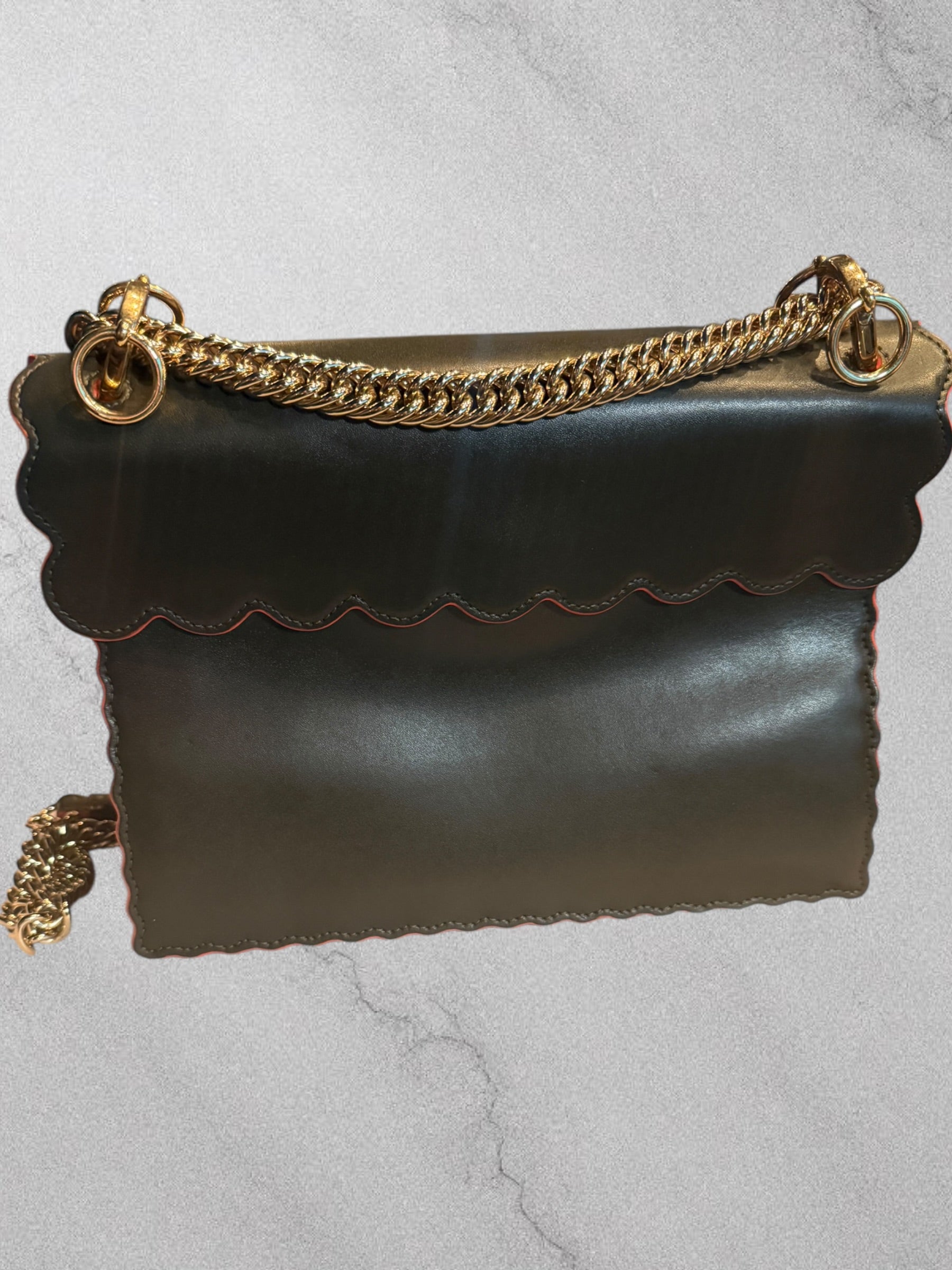 Scalloped Leather Shoulder Bag | Fendi Kan I | Pre-Owned | COA Included