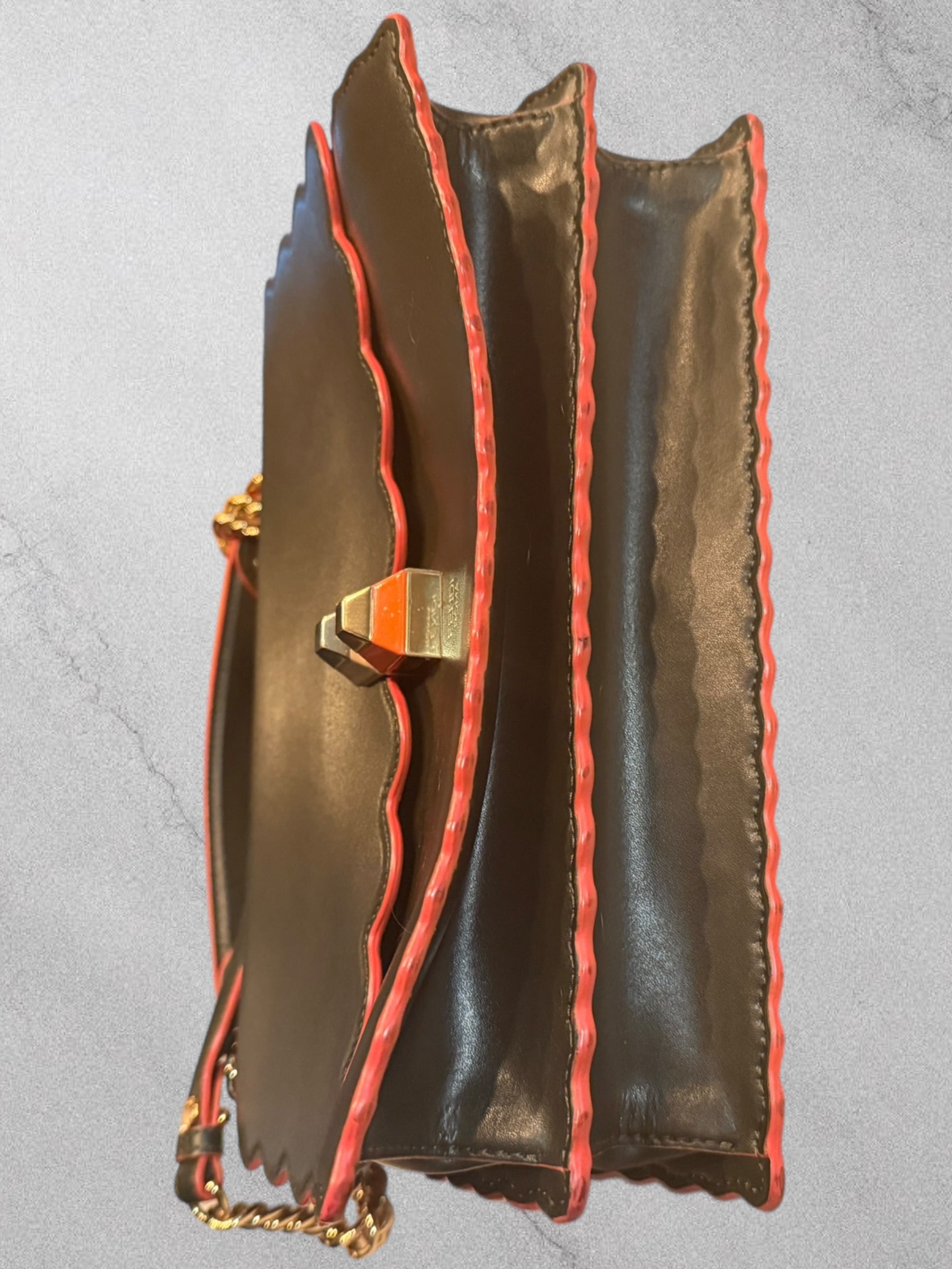 Scalloped Leather Shoulder Bag | Fendi Kan I | Pre-Owned | COA Included