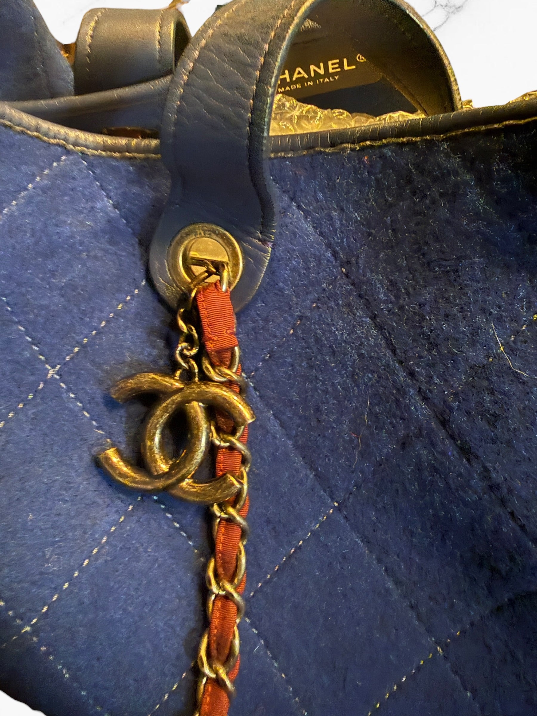 Authentic | COA Included | Chanel Deauville Wool Tote | Blue *RARE* | Pre-Owned | Excellent Condition