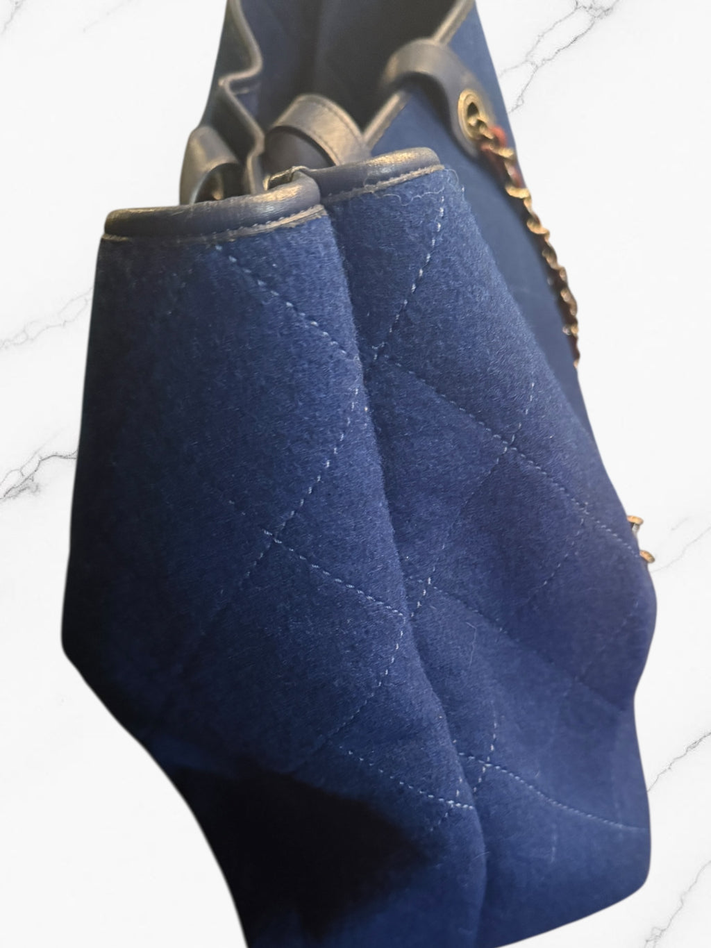 Authentic | COA Included | Chanel Deauville Wool Tote | Blue *RARE* | Pre-Owned | Excellent Condition