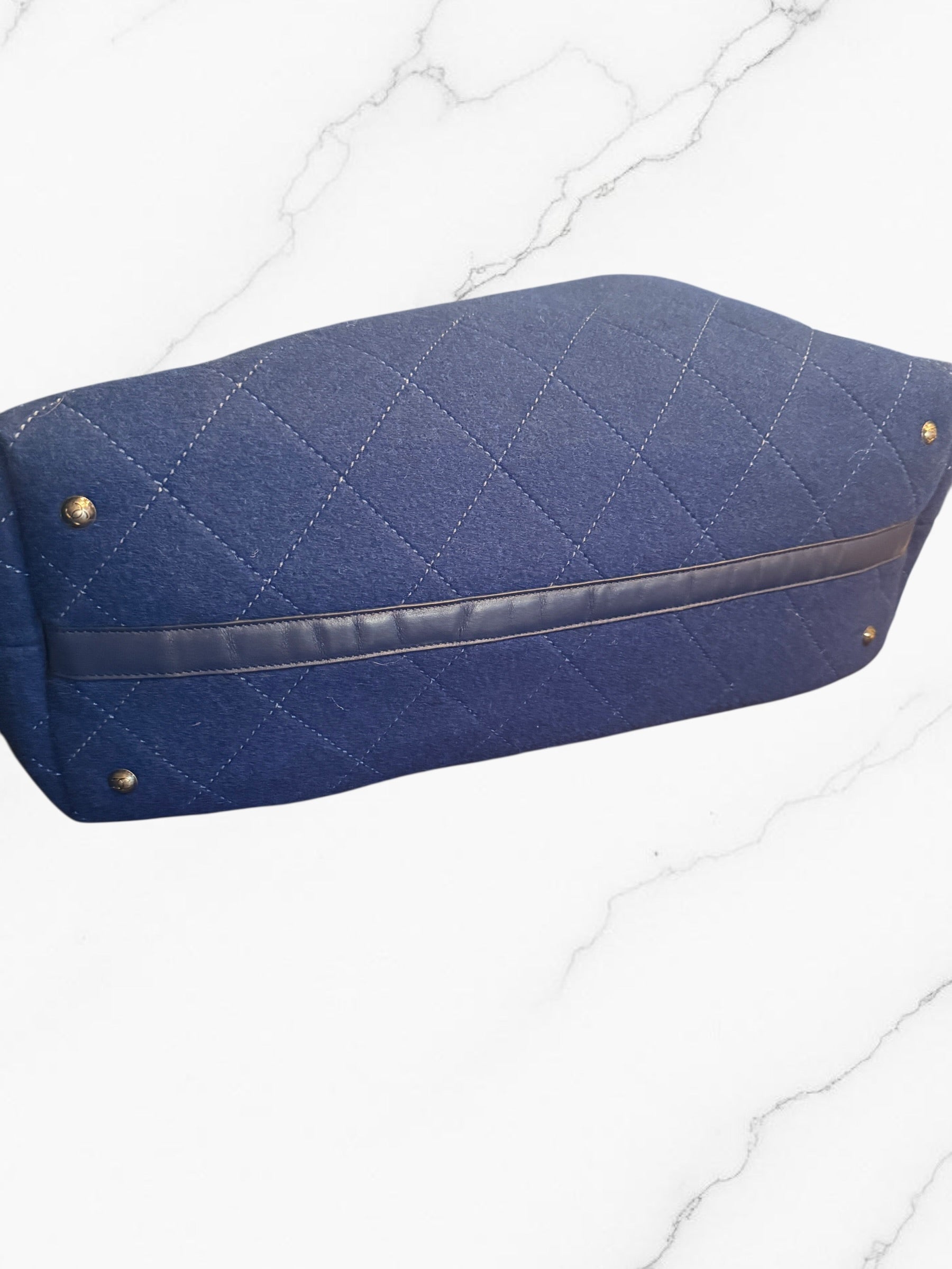 Authentic | COA Included | Chanel Deauville Wool Tote | Blue *RARE* | Pre-Owned | Excellent Condition