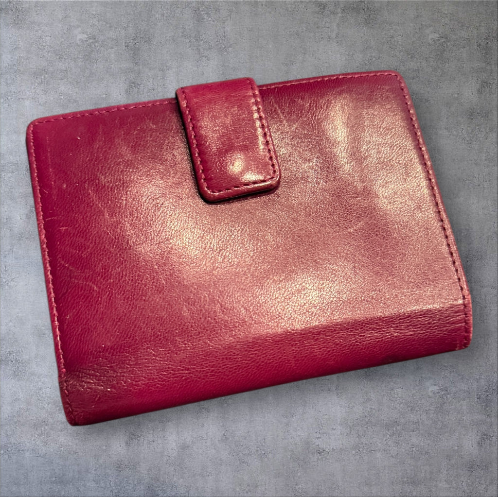 Vintage Yves Saint Laurent Leather Bi-Fold Wallet - Burgundy