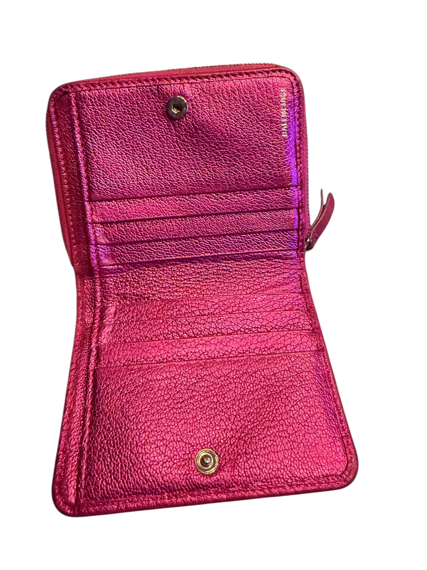 *Rare* Balenciaga Metallic Pink Zip Around Wallet