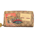 *Rare* GUCCI GG Supreme Courier Long Wallet Tiger and UFO Round zipper bi-fold
