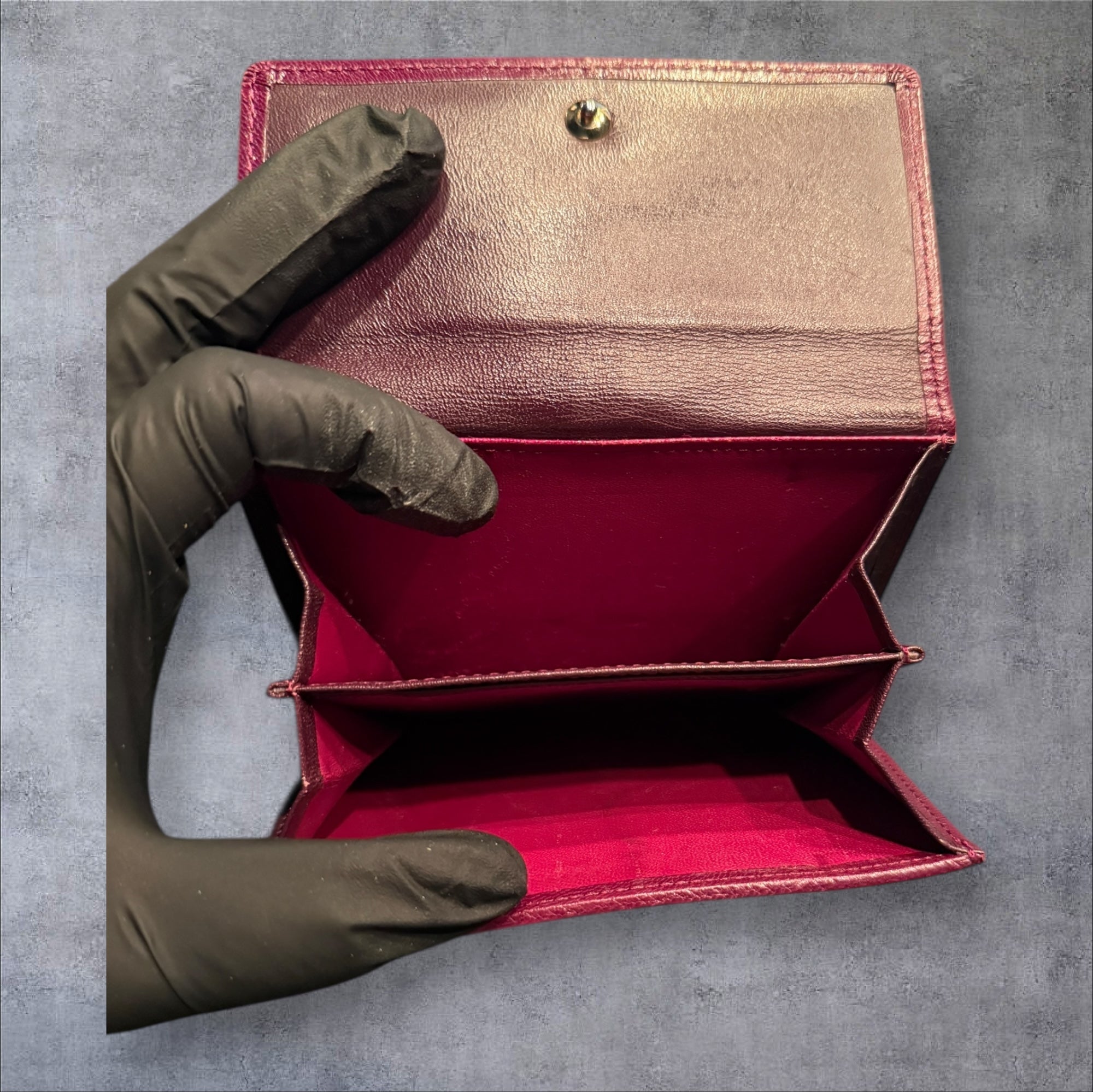 Vintage Yves Saint Laurent Leather Bi-Fold Wallet - Burgundy
