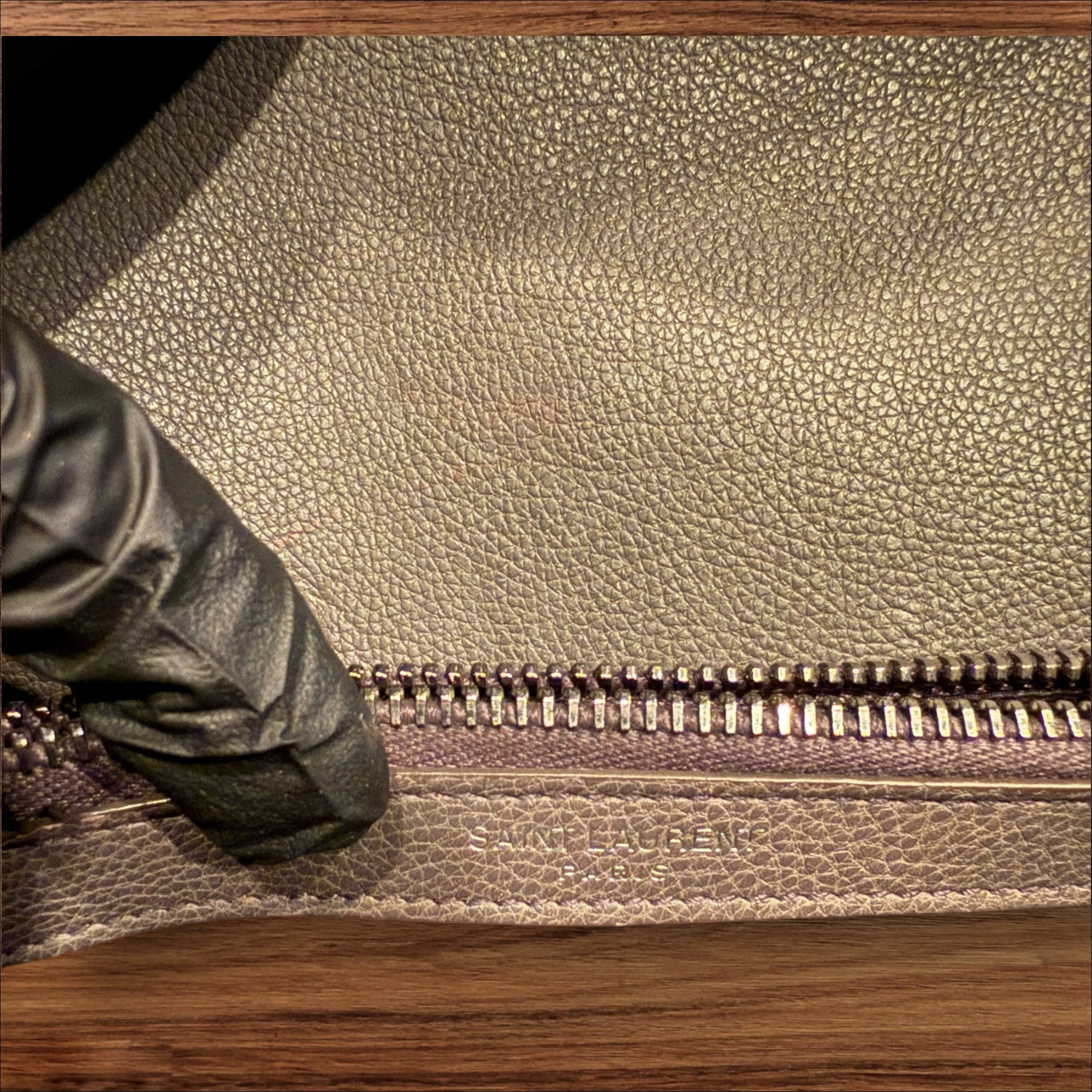 YSL Chevron Monogram Medium College Bag Granite