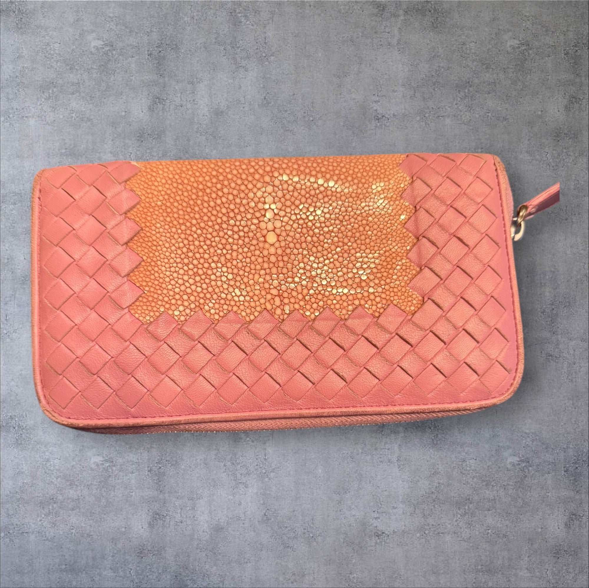 Bottega Veneta Intrecciato Long Zip-Around Wallet - Woven Leather with Stingray Panel